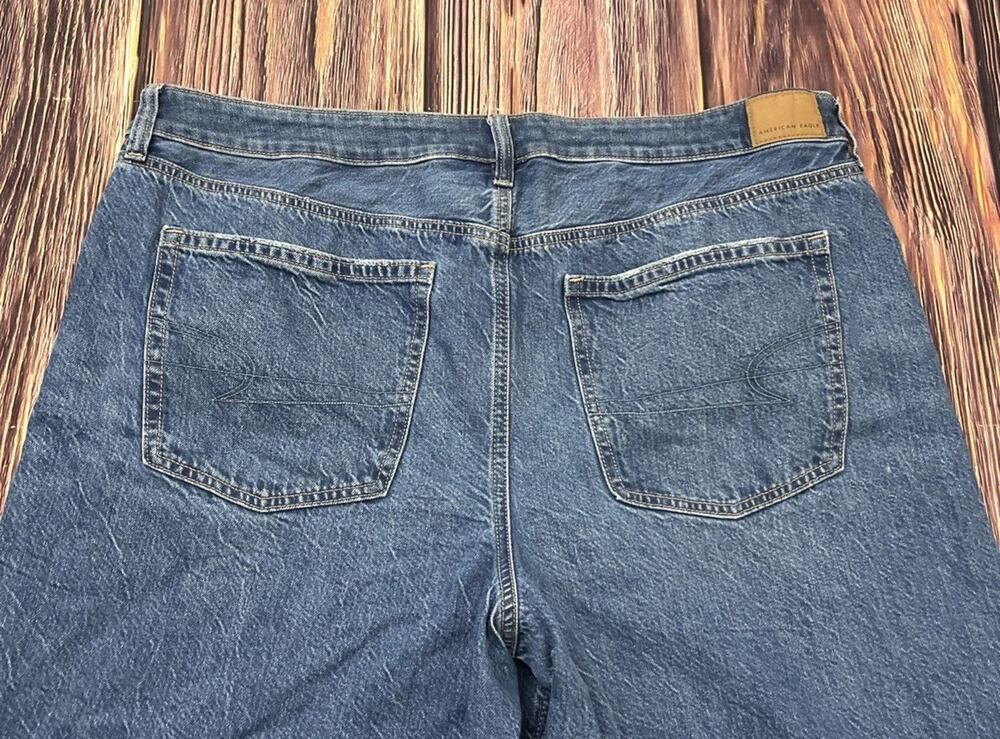 American Eagle Low-Rise Baggy Wide Leg Stretch Jeans Womens Size 18 Regular
